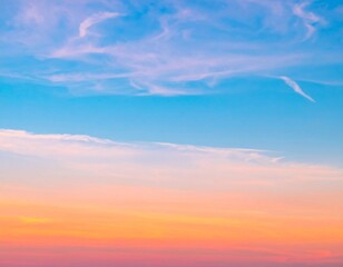 Fototapeta premium Pastel Sunset Sky With Soft Clouds and Colorful Horizon