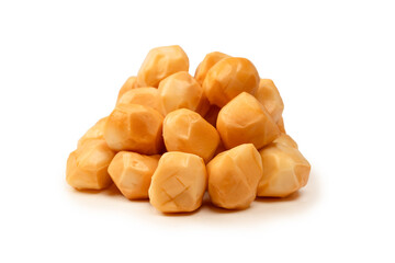 Piece of cheese isolated on white bacckground.