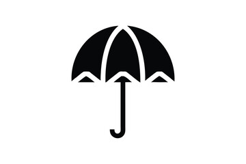 Simple Black Umbrella Icon: Minimalist, Flat Design, Protection Concept, Security Symbol, Insurance Graphic, Weather Protection,  Rainy Day,  Financial Security,  Safeguard,  Risk Management,  Busines
