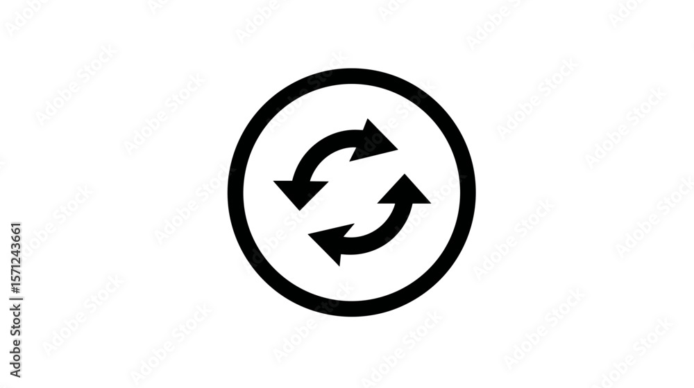 Poster two curved arrows forming a circular loop symbolizing refresh