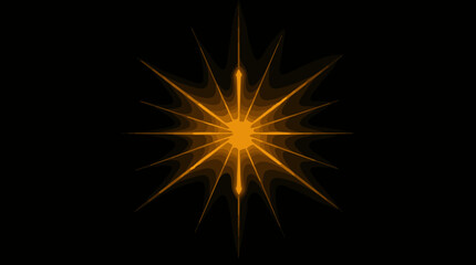 Fototapeta premium Bright orange starburst graphic on dark background 
