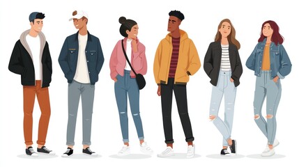 Fototapeta premium Diverse group of young people in casual clothing