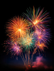 Colorful fireworks display lighting up the night sky for celebration
