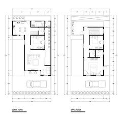 Black and White floor plan of a modern unfurnished house for your design. Suburban house vector blueprint. Architectural background.