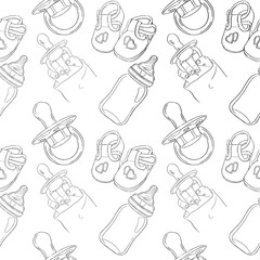 Childrens pattern in line style. Vector illustration