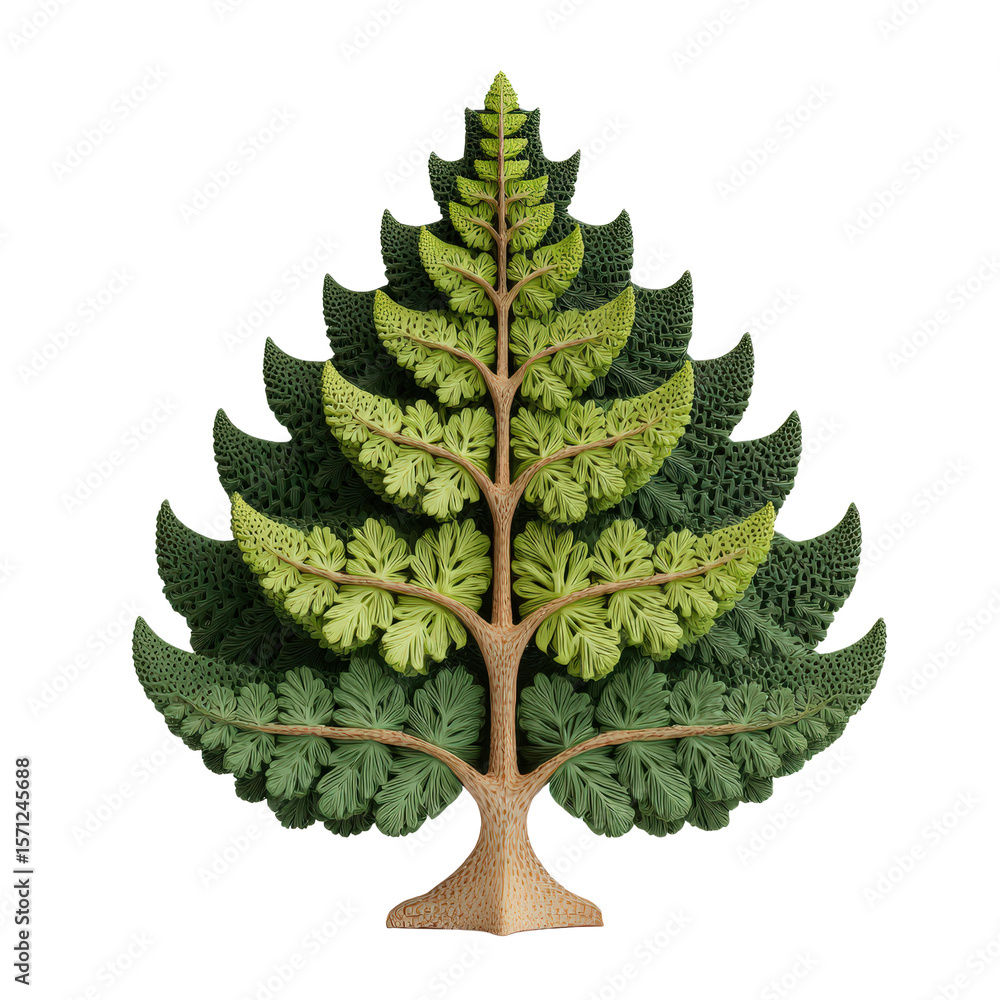 Poster intricate green tree design with unique leaf patterns and texture