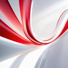 Abstract flowing red and white ribbons creating a dynamic modern and elegant curved design