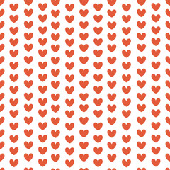 Seamless pattern with red hearts on white background. Cute vector pattern	
