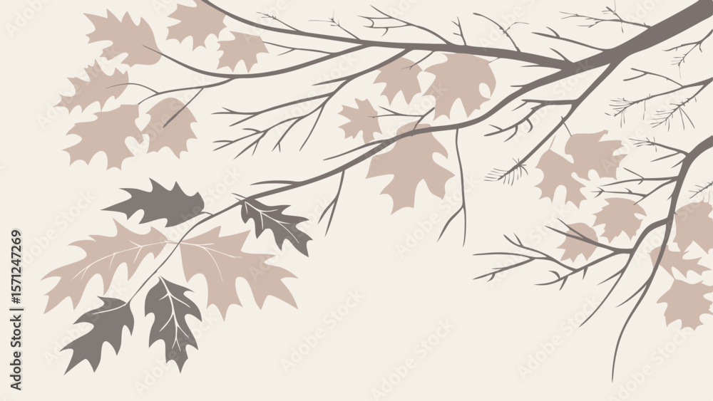 Poster vector soft muted tones of leaves on branches create serene and calming atmosphere