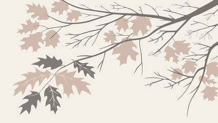 Vector Soft muted tones of leaves on branches create serene and calming atmosphere