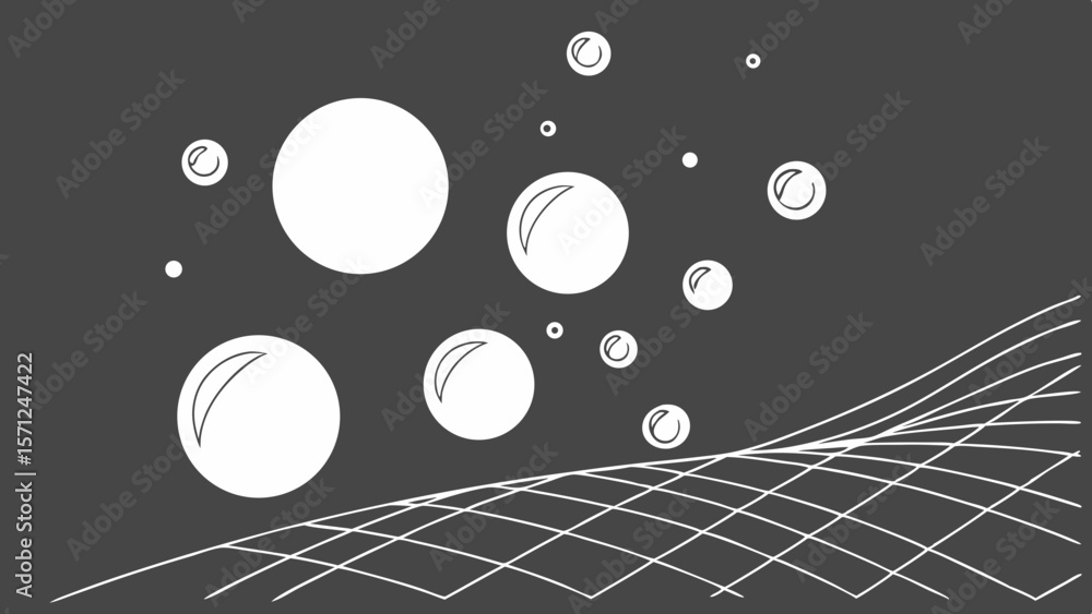 Poster vector glowing white circles scattered on transparency background create mesmerizing visual effect
