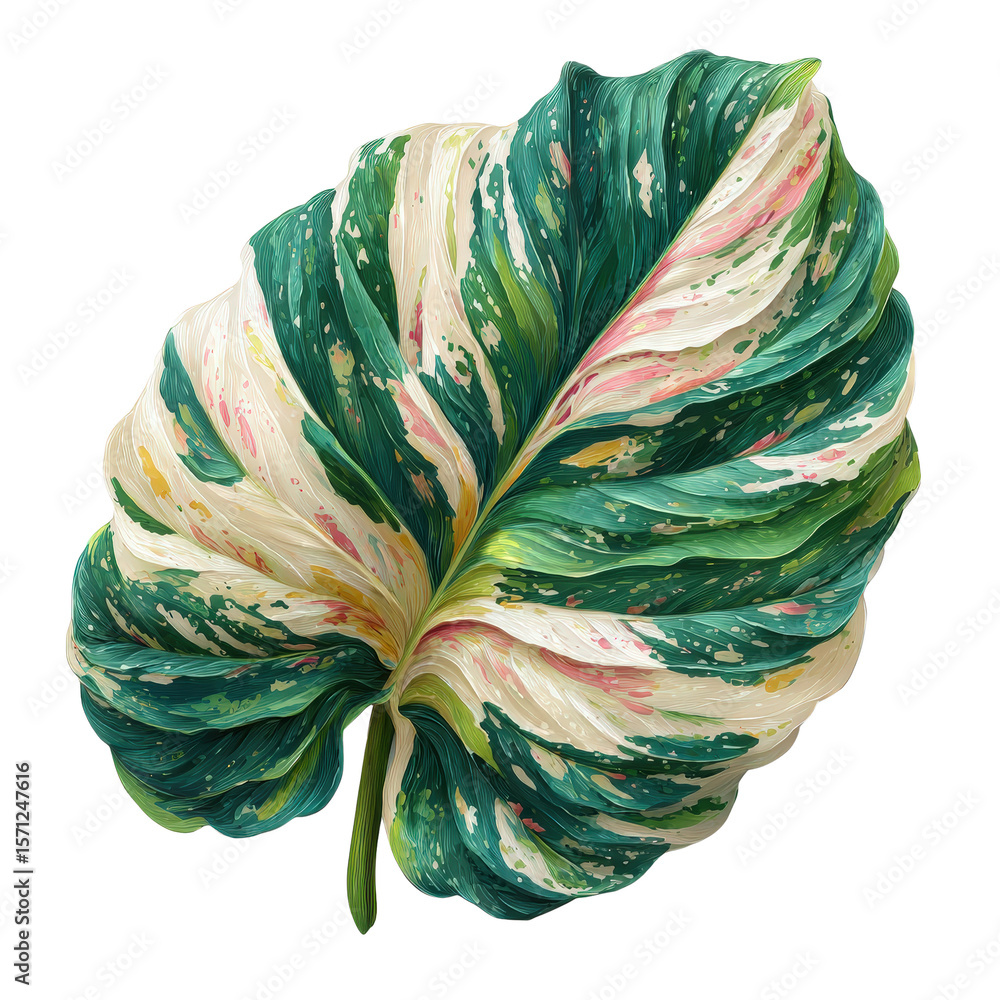 Poster colorful variegated leaf with unique patterns and textures