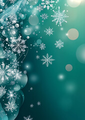 Winter Snowflakes Background with Green Gradient