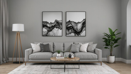 Modern living room with stylish decor elements