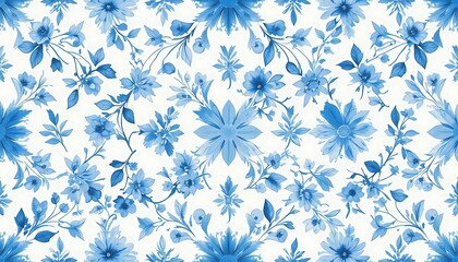 Elegant blue watercolor seamless pattern