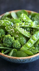 Vibrant green vegetable medley in a bowl.