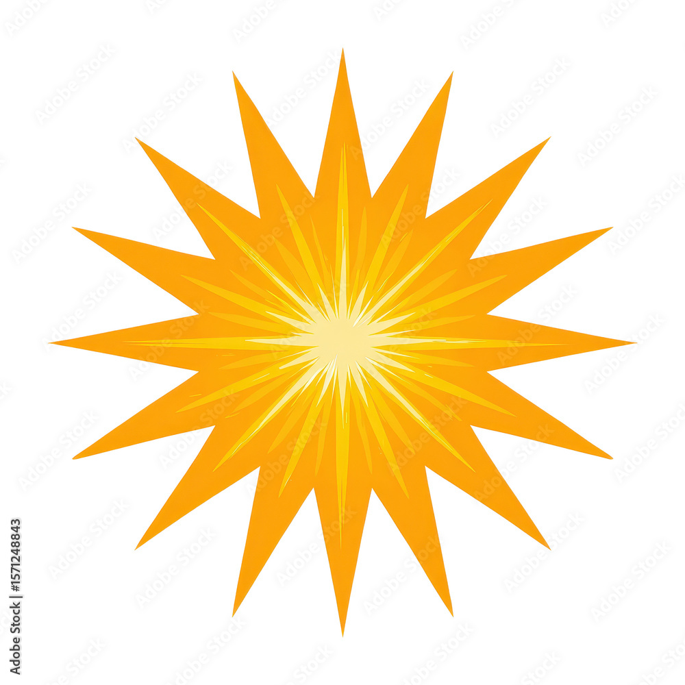 Poster bright yellow explosion with sharp rays and radiant glow effect