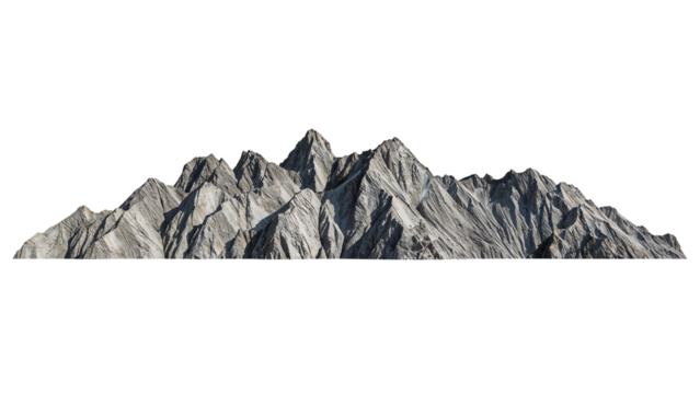 A majestic mountain range against a transparent isolated backdrop creating a powerful and dramatic