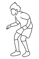 역동적인 포즈로 축구를 하는 선수 일러스트