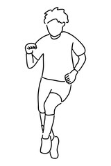 역동적인 포즈로 축구를 하는 선수 일러스트