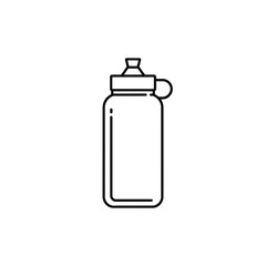 Simple line art illustration of a reusable water bottle with a cap and handle