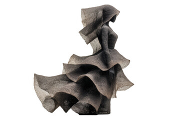 A wire sculpture of a woman in a dress isolated on transparent background