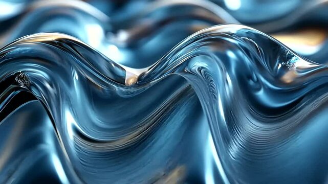Elegant blue wave pattern abstract background with smooth and shiny surface texture