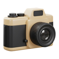 A 3D Vintage Camera Isolated on a Transparent PNG Background. Cut Out, Clipping Path.
