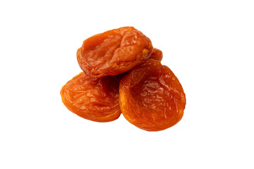 Dried apricots isolated on white background.