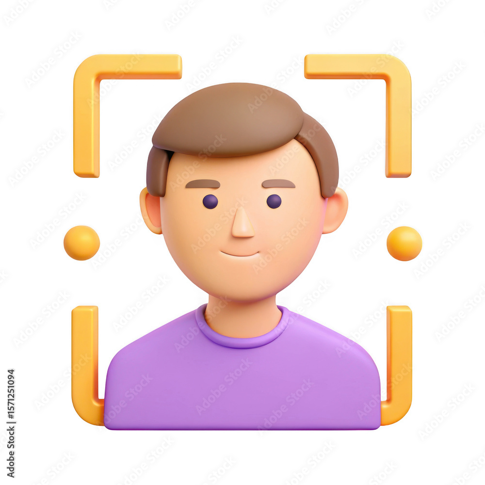 Poster 3d face recognition scan with person icon isolated on transparent background