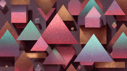 Pink Gold Teal Glitter Geometric Shapes Abstract Background