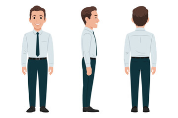 Businessman with tablet, office professional, digital device, corporate staff, modern vector illustration, workplace concept