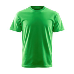 Plain green short sleeve crew neck t shirt isolated on transparent background