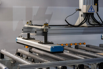 Robotic Machine Frame with Spring Assembly and Conveyor Rollers &ndash; Industrial Automation Detail