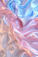 Obraz premium Pink and blue silk fabric with smooth elegant waves and soft folds. Luxury pastel texture background for design project.