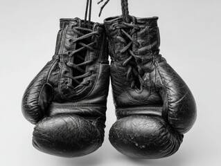 Textured black gloves hang worn yet dependable