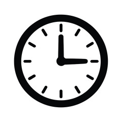 Simple Black and White Clock Icon
