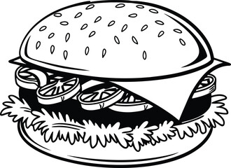 Monochrome Fast Food Meal Vector