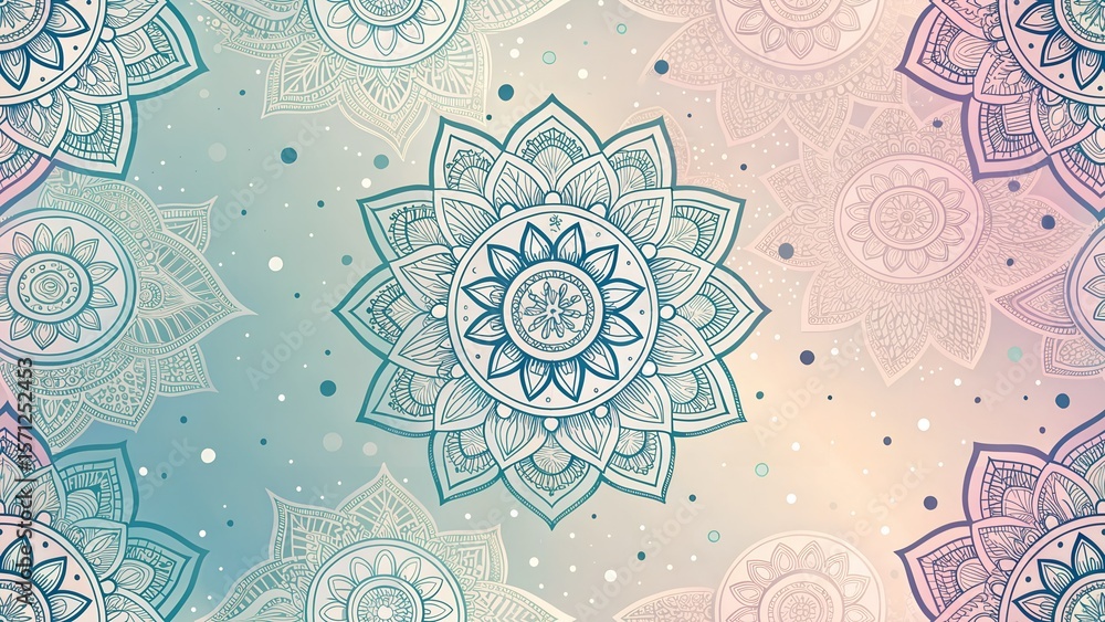 Poster beautiful intricate mandala patterns on a gradient background new 2025 trendy seamless digital patte