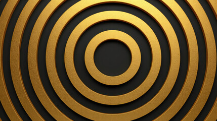 Abstract Golden Concentric Circles on Black Background