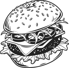Monochrome Fast Food Meal Vector
