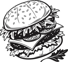 Monochrome Fast Food Meal Vector