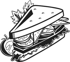 Monochrome Fast Food Meal Vector