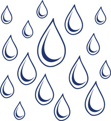 Dark blue water drops on white background liquid