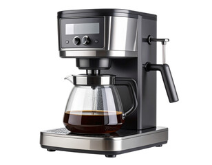 Modern Drip Coffee Maker with Glass Carafe Isolated on White Background PNG