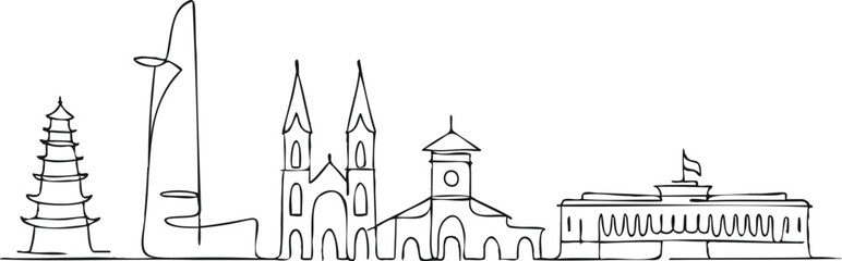 Line art of Singapore Landmark