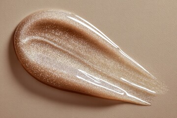 A glossy liquid serum displayed beautifully on a subtle background emphasizing its texture and shine