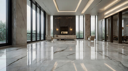 Obraz premium Modern Interior with Reflective Marble Tiles