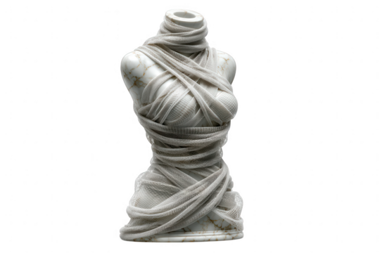 Marble female torso statue is wrapped in cloth isolated on transparent background - Powered by Adobe