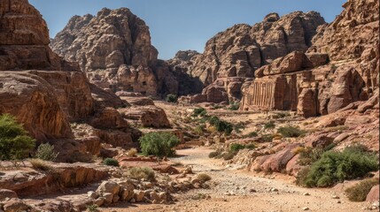 Fototapeta premium Desert canyon with ancient ruins